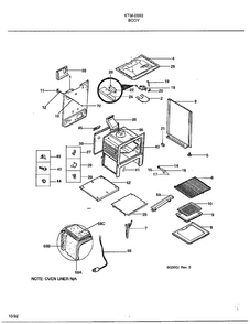 Body Diagram and Parts List for 2883  Frigidaire Range