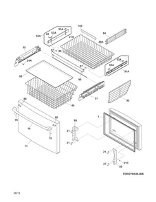 Freezer Drawer, Basket Diagram and Parts List for EI27BS26JBC  Frigidaire Refrigerator