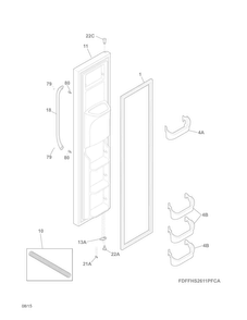 Freezer Door Diagram and Parts List for FFHS2611PFCA  Frigidaire Refrigerator