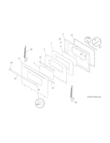 Door Diagram and Parts List for FFEF3005MQC  Frigidaire Range