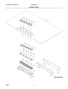 Control Panel Diagram and Parts List for GCCE3670AS  Electrolux Cooktop