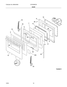 Door Diagram and Parts List for CFGF366DCB  Frigidaire Range