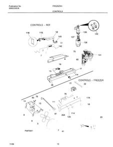 Controls Diagram and Parts List for OEMF3-FRS26ZXHD2  Frigidaire Refrigerator