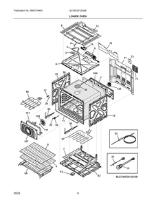 Lower Oven Diagram and Parts List for ECWD3012ASB  Frigidaire Wall Oven