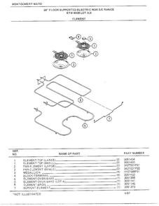 30" Floor Supported Elec Element Diagram and Parts List for 4458B  Frigidaire Range
