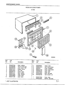 Room Air Conditioner Diagram and Parts List for 5179B  Frigidaire Air Conditioner