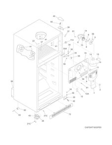 Cabinet Diagram and Parts List for FGHT2132PF2  Frigidaire Refrigerator