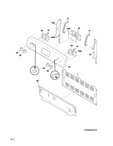 Backguard Diagram and Parts List for 79093022311  Kenmore Range