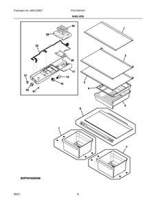 Shelves Diagram and Parts List for FFHI1835VS1  Frigidaire Refrigerator