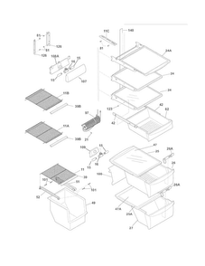 Shelves Diagram and Parts List for LGUS2642LP2  Frigidaire Refrigerator