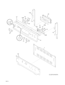 Backguard Diagram and Parts List for LGEF3045KFJ  Frigidaire Range