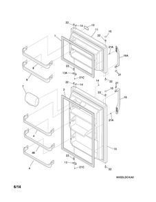 Doors Diagram and Parts List for FFTR1817LBG  Frigidaire Refrigerator
