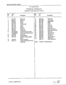 Cabinet Drum/heat Duct Page 2 Diagram and Parts List for 8289-80A  Frigidaire Dryer