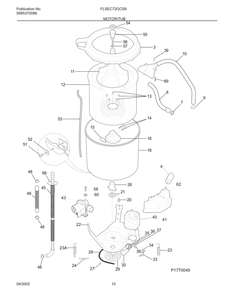Motor/Tub Diagram and Parts List for FLSEC72GCS8  Frigidaire Dryer