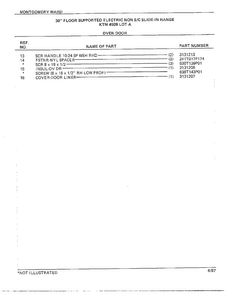 30" Floor/oven Door Page 2 Diagram and Parts List for 4509A  Frigidaire Range