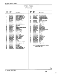 Upright Freezer Page 6 Diagram and Parts List for 46659B  Frigidaire Freezer