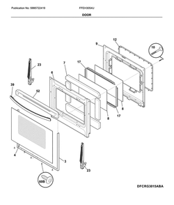 Door Diagram and Parts List for FFEH3054UWC  Frigidaire Range