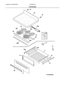 Top/Drawer Diagram and Parts List for LFEF3054TFP  Frigidaire Range