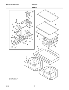 Shelves Diagram and Parts List for FFTR1835VB7  Frigidaire Refrigerator