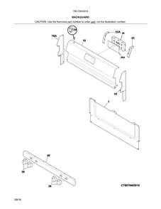 Backguard Diagram and Parts List for 79073033314  Kenmore Range
