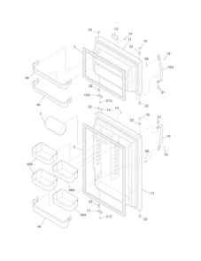 Doors Diagram and Parts List for FGHT1832PF1  Frigidaire Refrigerator