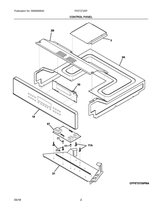 Control Panel Diagram and Parts List for FFET2725PWE  Frigidaire Wall Oven