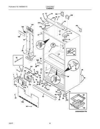 Cabinet Diagram and Parts List for LGHD2369TD2  Frigidaire Refrigerator