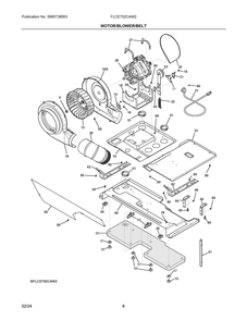 Motor/Blower/Belt Diagram and Parts List for FLCE752CAW2  Frigidaire Washer Dryer Combo