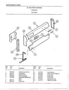 21" Gas Free Standing Diagram and Parts List for 2129C  Frigidaire Range