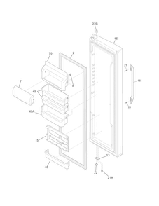 Refrigerator Door Diagram and Parts List for WWSC2323NE1  Westinghouse Refrigerator