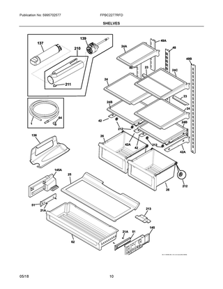 Shelves Diagram and Parts List for FPBC2277RFD  Frigidaire Refrigerator