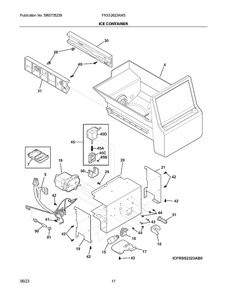 Ice Container Diagram and Parts List for FRSS2623AW5  Electrolux Refrigerator