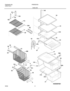 Shelves Diagram and Parts List for FRSR25V5AQ1  Frigidaire Refrigerator