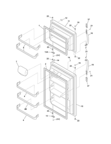 Doors Diagram and Parts List for FTMD18P4KWB  Frigidaire Refrigerator