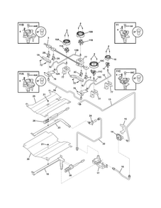 Burner Diagram and Parts List for FGGS3065KWE  Frigidaire Range