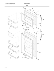 Door Diagram and Parts List for FFTR1814TB6  Frigidaire Refrigerator