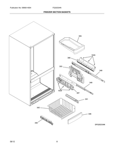 Freezer Section Baskets Diagram and Parts List for FG2I2334NE  Frigidaire Refrigerator