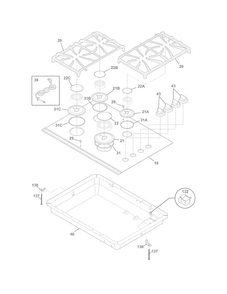 Cook Top Diagram and Parts List for FGGC3065KBC  Frigidaire Cooktop