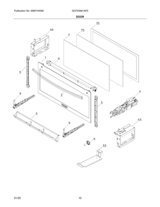 Door Diagram and Parts List for GCFD3661AF0  Frigidaire Range