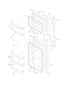 Door Diagram and Parts List for FRT21G3NW0  Frigidaire Refrigerator