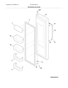 Refrigerator Door Diagram and Parts List for DFHS2313MFJA  Frigidaire Refrigerator