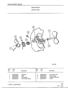 Dishwasher Page 2 Diagram and Parts List for 1031-005A  Frigidaire Dishwasher