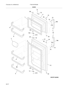 Door Diagram and Parts List for FTMD18P4RW8B  Frigidaire Refrigerator