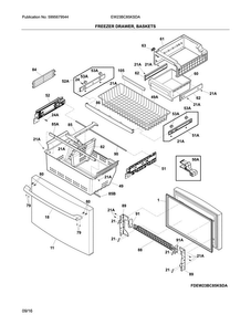 Freezer Drawer, Baskets Diagram and Parts List for EW23BC85KSDA  Electrolux Refrigerator