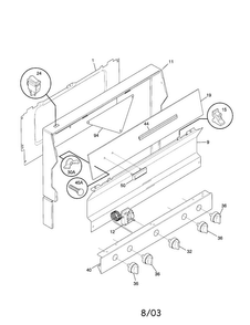 Backguard Diagram and Parts List for FGF316WGSG  Frigidaire Range