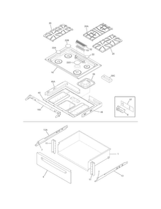 Top/drawer Diagram and Parts List for FGGS3065PBA  Frigidaire Range