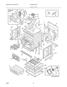 Lower Oven Diagram and Parts List for FCWM2727ASG  Frigidaire Microwave Oven Combo
