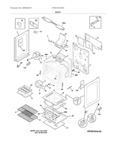Body Diagram and Parts List for FFGF3021ZWG  Frigidaire Range