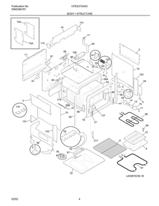 Body / Structure Diagram and Parts List for CFES372AS3  Frigidaire Range