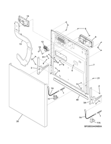 Door Diagram and Parts List for FGBD2445NQ5A  Frigidaire Dishwasher